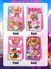 Paw Patrol 12/24/36个装汪汪队立大功粉色主题生日派对装饰纸质礼品袋，天天公主配色礼品袋，适合生日和节日糖果袋及礼品袋，是生日礼物包装、派对节日纸袋的理想之选，也适合新年/生日派对。 - 彩色 - 查看 6