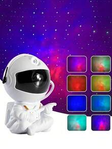 USB Powered Astronaut Projector With Colorful Starry Night Light - Modern Space Theme Bedroom Decor, Birthday Or Holiday Gift, Dream Room Decoration, Party Decor Light, Bar Decor Light - Multicolor - View 9