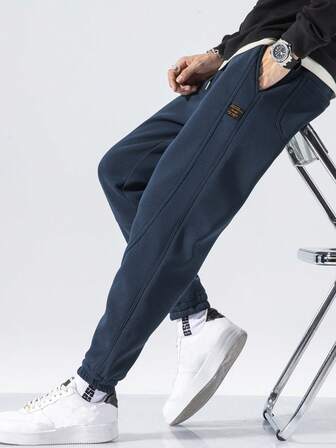 男士字母刺绣口袋抽绳腰休闲运动裤