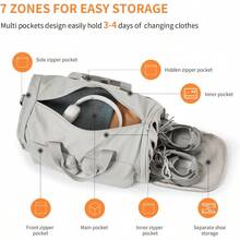 Gym Bag Duffle Bag For Travel: Gym Bag For Women Men Gym Bag With Shoe Compartment 3 In 1 Carry On Bag Travel Duffel Bags With Trolley Sleeve Lightweight Travel Bag Sports Bag Elegant Gray - ElegantGray - View 5