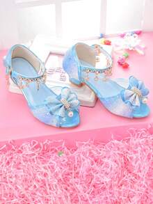 Girls' Fashion High Heel Sandals, Rainbow Glitter Kids Pageant Shoes For Runway Show, Party, Performance - Xanh và trắng - Xem 5