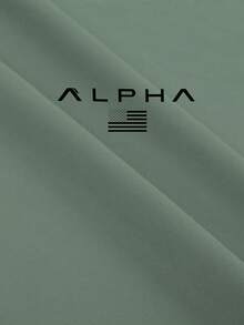 100% 涤纶个性化设计绿色连帽衫，印有“ALPHA”字样和简约标志印花，休闲男士连帽衫+运动裤套装，无内衬 - 彩色 - 查看 5