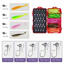 50pcs Soft Fishing Lures Kit, Paddle Tail Swim Bait With 5 Sizes &Amp; 50 Hooks, Soft Plastic Baits For Bass, Trout, Wal... - B0DPWGMHK5 - View 5