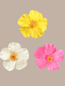 3个夏威夷花朵发夹，人造花朵发夹，芙蓉花发夹，莲花发夹，适合假日海滩派对、夏季热带花朵发饰、婚礼派对、送给女孩的礼物、母亲节礼物、爪夹、发夹、头饰、发卡 - 彩色 - 查看 6