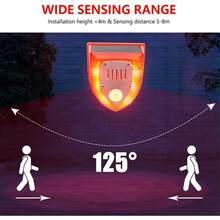 1/2/4 Pcs 3 Modes Solar Alarm Motion Detector With Sound Outdoor Motion Sensor 129db Barking Dog Strobe Light Gunshot Sound Alarm Detector Noise Maker Warning Lamp For Pasture, Farm, House, Yard, Barn, Home - Red - View 5