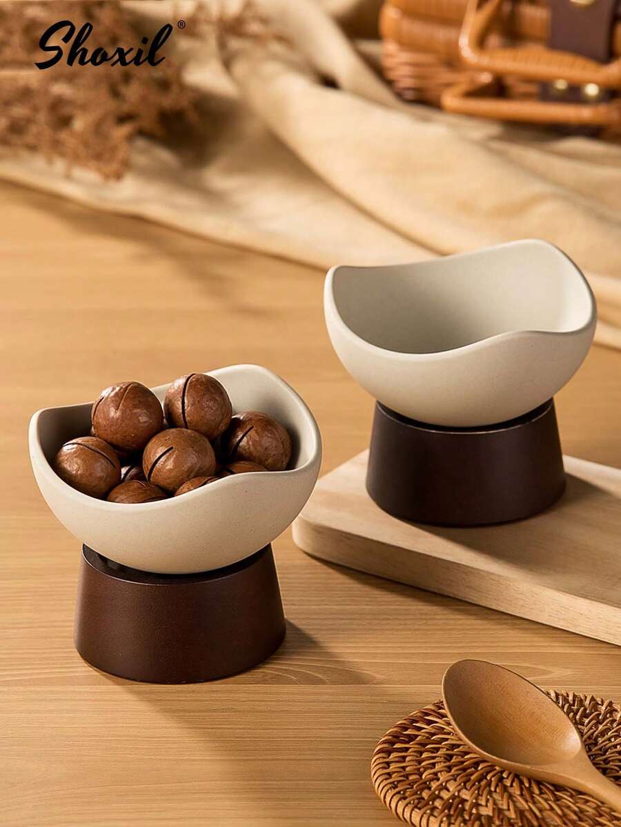 shoxil 1 pièce Bol en poterie épais, convient pour la crème glacée et les desserts, peut également être utilisé comme coupe à glace, assiette à collation, plateau, petit plat, plateau à collation et à fruits unique et haut de gamme, convient pour la maison, le thé de l'après-midi, les réceptions et la rentrée scolaire - Coupe à dessert - Voir 1