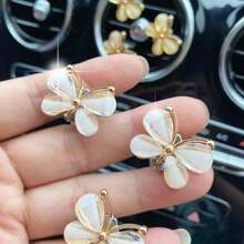 3pcs White Butterfly Car Air Vent Clip, Cute Air Conditioning Decoration - A - View 4