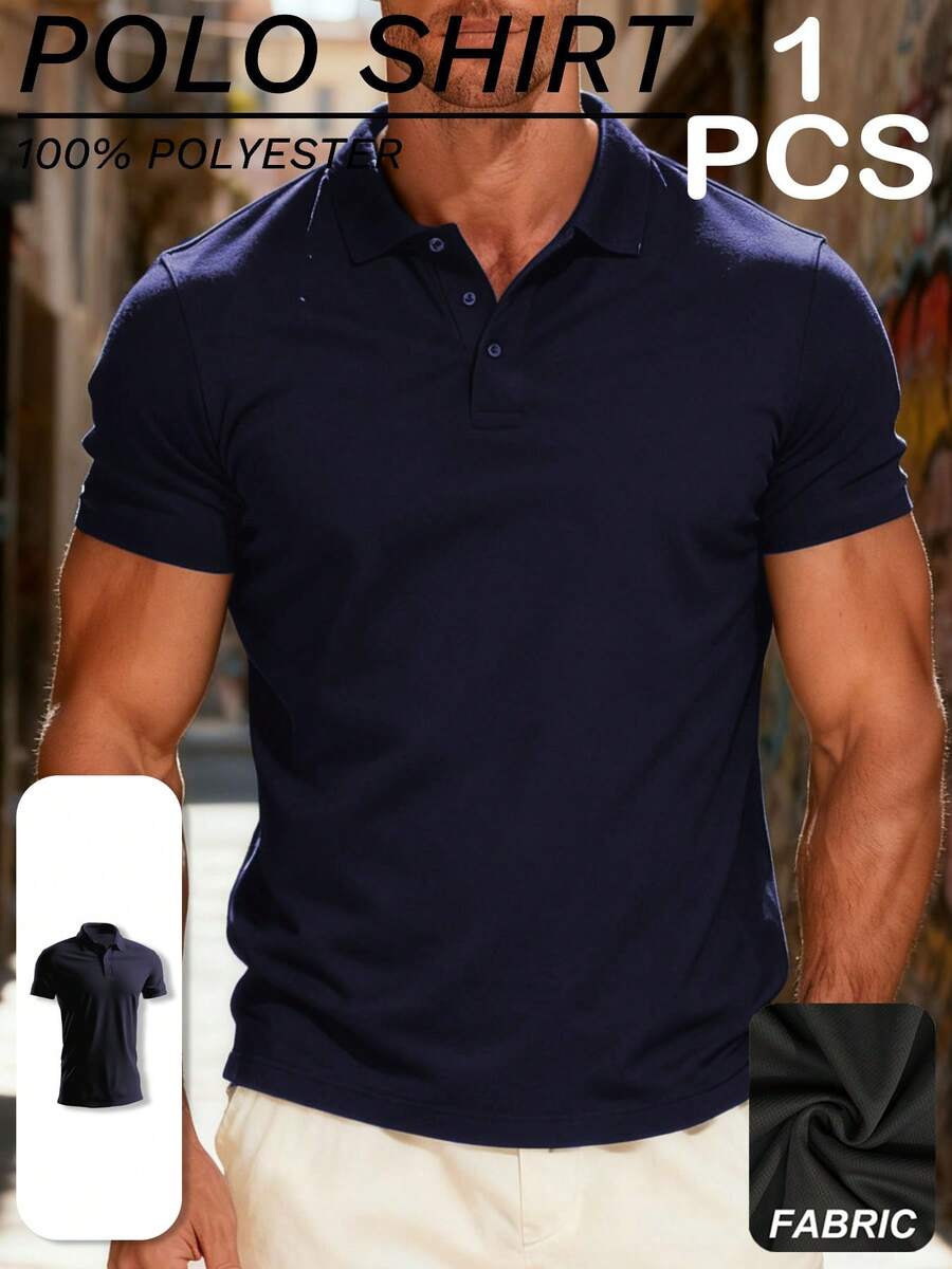 1 Piece Multi-Color Men's Breathable And Comfortable Mesh Sports Polo Shirts. Breathable, Lightweight, Comfortable. Suitable For Basketball, Casual Wear, Football, Tennis And Various Sports Activities Camisas Para Hombre Mens Clothes Camisetas De Hombre Gifts For Men Polo - Hải quân - Xem 1