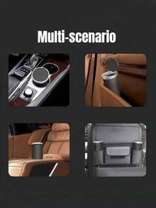 1pc Car Trash Can With Lid, Portable Car Garbage Bin, Fits Cup Holder And Armrest, Multifunctional Car Organizer, Compact In-Car Waste Container, Essential Car Accessory - Multicolor - View 4