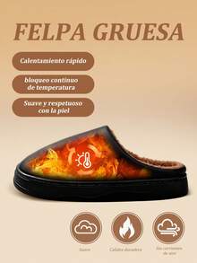 Freedom Pantuflas térmicas impermeables para hombres, con suela gruesa antideslizante para interiores/exteriores, sandalias cerradas de invierno cálidas y mullidas - Negro - Ver 8