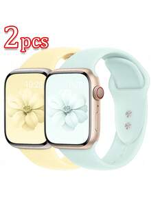 2 piezas Bandas deportivas suaves de silicona compatibles con Series 11/10/9/8/7/6/5/4/3/SE/Ultra 3/2 - Brazaletes ajustables con diseño floral, cómodos y duraderos, se ajustan de 38mm a 49mm, accesorios de smartwatch unisex - 38/40/41/42 mm (Serie 10 11) - Ver 20