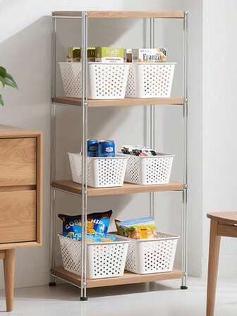 1 pieza Cesta colgante de plástico blanco, cesta de almacenamiento con agujero redondo y diseño de frente abierto - Estantería de almacenamiento resistente, organizador multifuncional para el hogar para cocina, baño, dormitorio, despensa - Estilo granja, superficie lisa, cesta para frutas y verduras de cocina