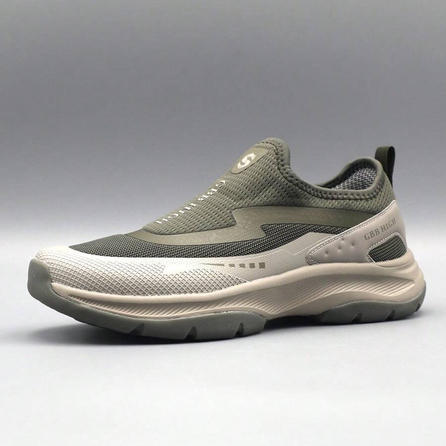 Men's Slip-On Shoes 2025 New Lightweight Breathable Comfortable Soft Sole Non-Slip Waterproof Outdoor Hiking Casual Shoes - Gray-green - View 1