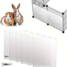 A Transparent PVC Plastic Cage Lined With Reusable Rabbit And Guinea Pig Urine Protection Cover, Equipped With 100 Straps, Easy To Clean Small Animal Cage, Detachable Mesh Protection - Multicolor - View 3