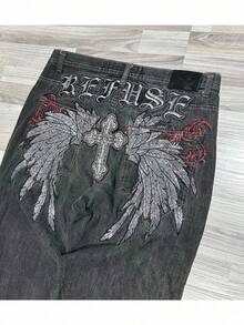 Y2K Streetwear: Hip-Hop Gothic Style Loose-Fit Jeans Casual Men's Denim Pants - Phong cách 2 - Xem 2