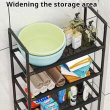 Black And White Over-The-Toilet Bathroom Shelf, 4-Tier Metal Space-Saving Storage Rack For Bathroom Organization - Black - View 8