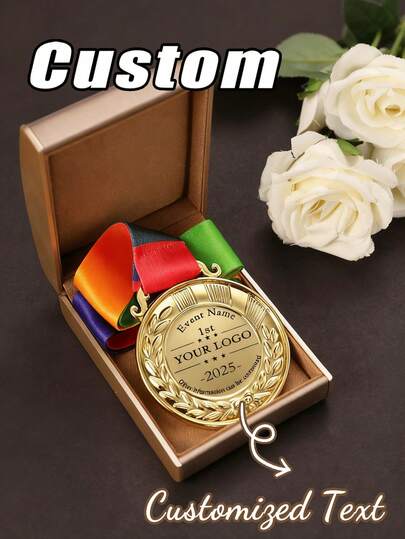 1pc Customized Metal Tag, Wheat Edge Decor Medal, Zinc Alloy Material, Children's Competition Award Medal, Sports Event Marathon Honor Commemorative Plaque, Can Be Used As Children's Encouragement Gift