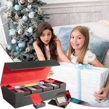 Magnetic Card Deck Box For TCG Storage, Holds 100 Double-Sleeved Cards - Black & Red - View 4