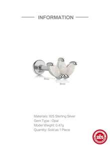 1件装植物造型925纯银耳钉，女士耳钉/耳坠，适合周年纪念日佩戴，精美首饰