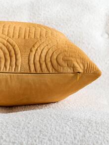 1/2 Pcs Plush Plush Decorative Throw Pillow Cover, Geometric Quilted Cushion Cover, Fluffy Soft Solid Color Rectangular Pillow Sham - Buff Yellow - View 5