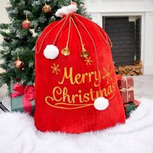 - Bolsa de regalo, saco de Pap Noel con cordn para decoracin de Navidad - Rojo - Ver 7