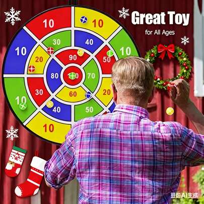 Bộ phi tiêu cỡ lớn cho trẻ em, kích thước 29/26/17.7/14 inch (khoảng 74/66/45/36cm), kèm 8 quả bóng, bóng dính, đồ chơi cho bé trai, trò chơi vui nhộn trong nhà/ngoài trời cho tiệc tùng dịp năm mới và Giáng sinh, dành cho bé trai và bé gái 3 4 5 6 7 8 9 10 11 12 1 tuổi