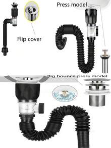 1 pieza Juego de drenaje de fregadero de material plástico, 3 opciones, diseño flexible, adecuado para fregaderos, agujeros de drenaje de fregadero, lavabos, cocinas, baños, fácil instalación, a prueba de olores, a prueba de insectos - Multicolor - Ver 7