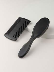 1pc Double-Sided Wide & Fine Tooth Wooden Comb, For Men's Beard & Mustache Grooming, Women's Hair Styling, Hair Brush, Shoe Cleaning Brush
