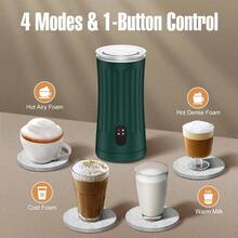4-In-1 Electric Milk Frother And Steamer For Coffee Latte Cappuccino Macchiato Hot Chocolate Automatic Hot And Cold Foam Maker With Milk Warmer Ideal For Home And Office Use In Morning Beverages Preparation Dark Green Design - 深綠色 - 查看 2