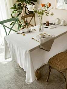 Leinen Natürliche Tischdecke 55 X 95 Inches - 100% reiner Leinen rechteckige Tischdecke im Boho-Stil - Maschinenwaschbare Tischdecke für Herbst, Erntedank, Weihnachten, Landleben, Feiertage - Beige - Übersicht 5