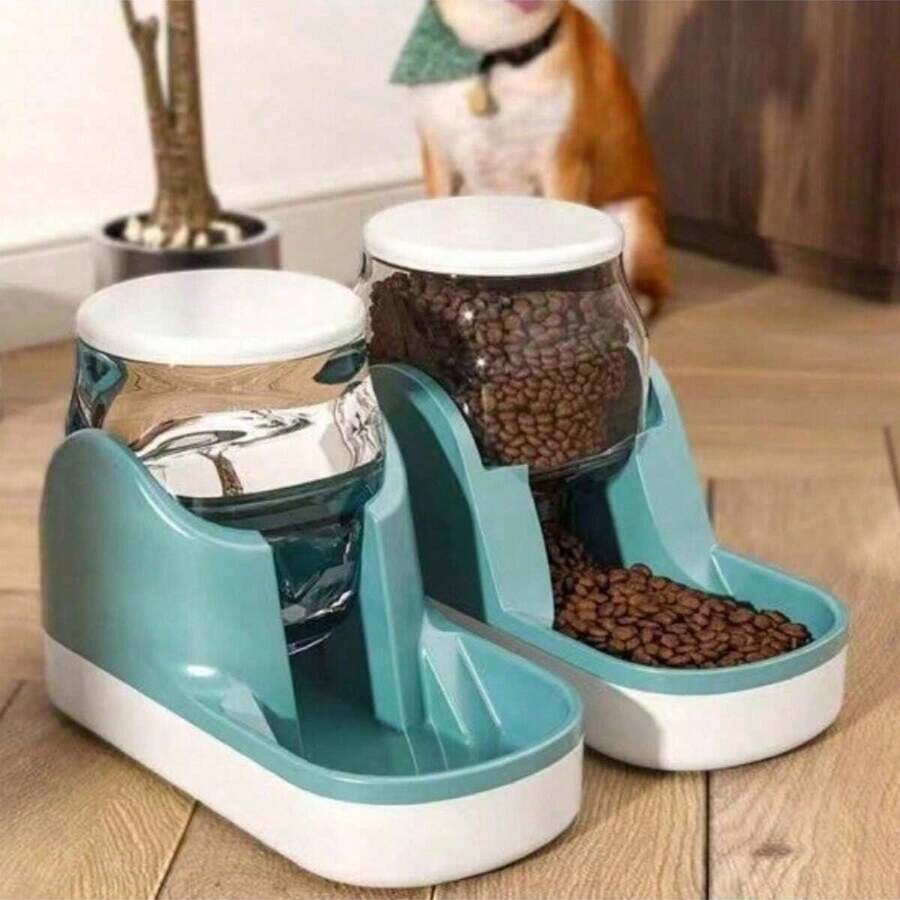 1个全自动大容量重力式猫咪饮水器，自动喂水站，猫咪饮水器和水碗，大容量宠物喂水器，便携式，适用于猫狗等宠物喂食用品 - 彩色 - 查看 1