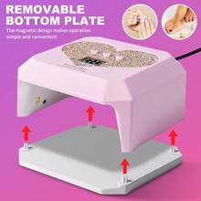 Professional UV Nail Lamp, Nail Dryer With Colorful Rhinestone Heart Shape Design, Large Capacity Gel Lamp With Cute Heart Shape Timer Setting Bottons, Quick Dry Curing Lamp With LCD Display And Auto Sensor, For Gel Nails, Gift For Christmas, For Women And Girls, For Salon & Home, Purple, Pink, White - Hồng - Xem 5