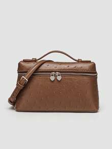 Petit sac à main pour femme, sac bandoulière carré en PU de texture d'autruche de couleur unie, convient pour la mode quotidienne et les sorties des femmes - Multicolore - Voir 8