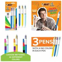 Retractable Ballpoint Pens 4 Color Medium Point 1.0 Mm Assorted Ink 3 Pack Multipack - 1 - View 1