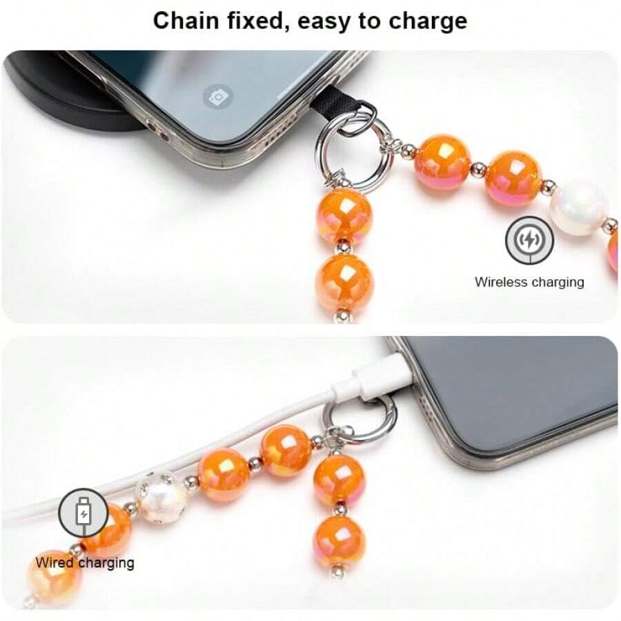 Cute Beaded Phone Wrist Strap Women - Anti-Theft Hands-Lanyard With Jewelry Beads, Multi-Use Charm Bracelet Phone/Camera/Purse/Keys - màu xanh lá - Xem 1