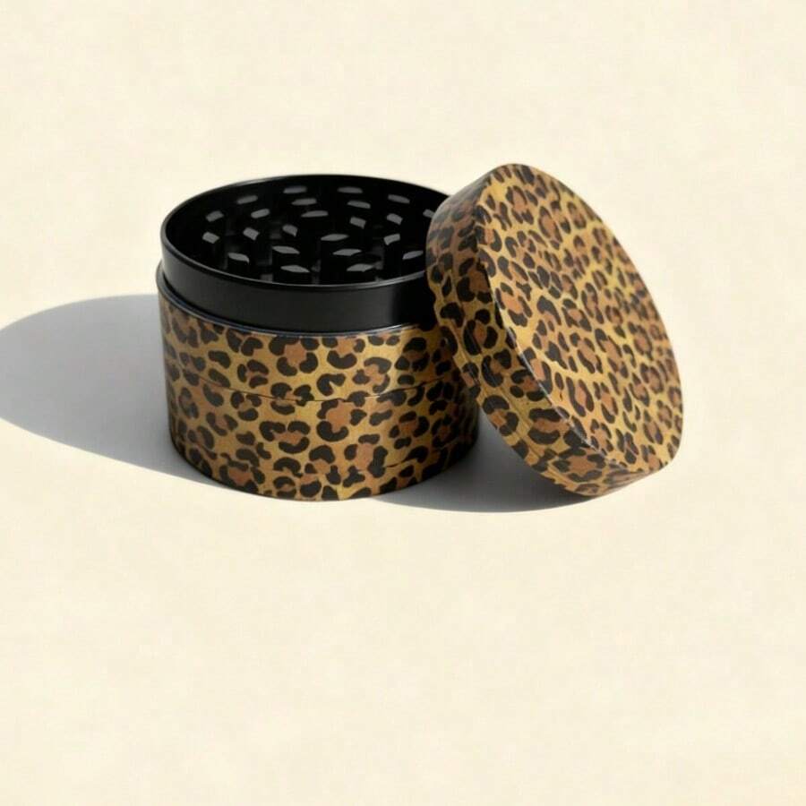 2.5 Inch Leopard Design Aluminium Alloy Metal Herb Grinder - 4-Layers Metal Grinder With Scraper | Smoking Accessories Kit, For Friends, Families, And Smokers, Christmas Gifts - 豹 - 查看 1