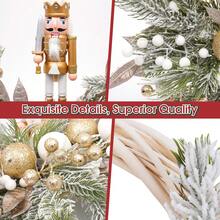 24" Christmas Wreath With Nutcracker & Berries, For Outdoor Front Door And Indoor Holiday Home Decorations - 黑色 - 查看 7