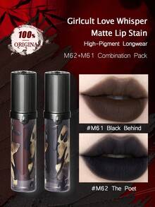 GIRLCULT Love Whisper Matte Lip Gloss M62 Poet + M61 Black Queen | Innovative Matte To Shine Formula | Smooth Velvety Texture | Lightweight Matte Lip Gloss, 3.8g (0.13oz), Gift - M62+ M61 - Xem 1