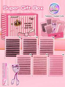 6 Boxes D Curl DIY Cluster Lash Extension Kit Cluster Lashes Mixed Different Length And Styles Natural Volume Fluffy, Clear Band Bottom Individual Lashes Cluster Segmented Spikes,With Eyelash Curler ,One-Stop Shopping Lash Kit Lash Gift Pack,For Yourself Or Friend Family Best Girl Gift - màu đen - Xem 18