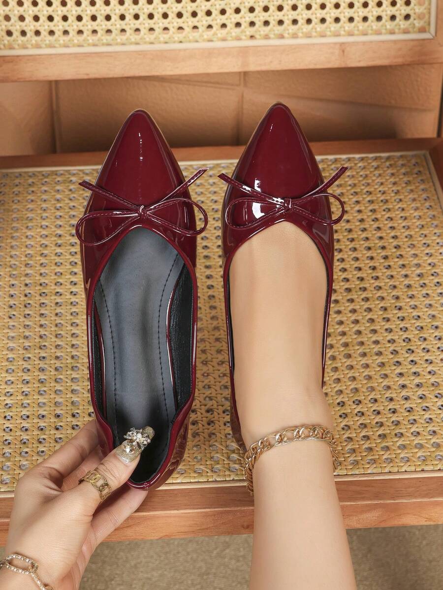 Bailarinas de punta retro de cuero suave con suela blanda y bloque de color, versátiles y adecuadas para vestidos, para todas las estaciones