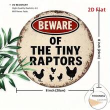 1pc 2D Printed Small Raptor Warning, Home Decor For Entryway, Living Room, Bedroom, Rustic Wooden Wall Art - Many - View 3