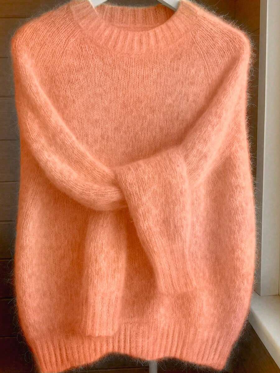 Women's Mohair Sweater - French Raglan Sleeve, Relaxed Fit, Soft & Comfortable, Suitable For Autumn/Winter, Great Christmas/Birthday Gift