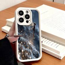 Cubierta de telefono con borde negro diseño de hada volando sobre nubes estrelladas para uso diario y trabajo en oficina - Café integral - Ver 4
