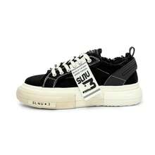 SLnU★3 Brand Men's Casual Thick Sole Skateboard Shoes, Retro Distressed Thick Sole Platform Shoes, Niche Design, Shoes, All Season - Black - View 10