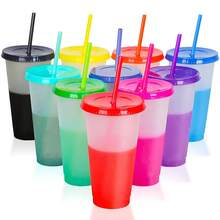 20 PCS 710 Ml Color-Changing Magic Cups With Lid And Reusable Straw, Multicolor Cups For Cold Drinks, Parties, Home And Office - Multicolor - View 9