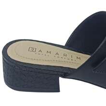 Tamanco Ramarim Feminino com Fivela e Salto Rasteiro 3,5cm  Praia    Fivela    Praia - Preto - Visão 7