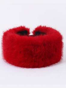 1pc Fashionable Fluffy Warm Headband Hat Fall