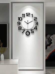 1pc Modern Transparent Round Wall Clock, Silent Swinging Function, Battery Powered, No Ticking Sound, Suitable For Living Room, Office, Bedroom, Home Decor (Batteries Not Included) - Multicolor - View 8