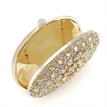 Women's Exquisite Quiet Luxury Elegant Glamorous Sparkly Crystal Rhinestone Evening Clutch - Glitter Wristlet Handbag With Detachable Chain For Wedding, Party, Prom, Date Night & Formal Events - Vàng - Xem 10