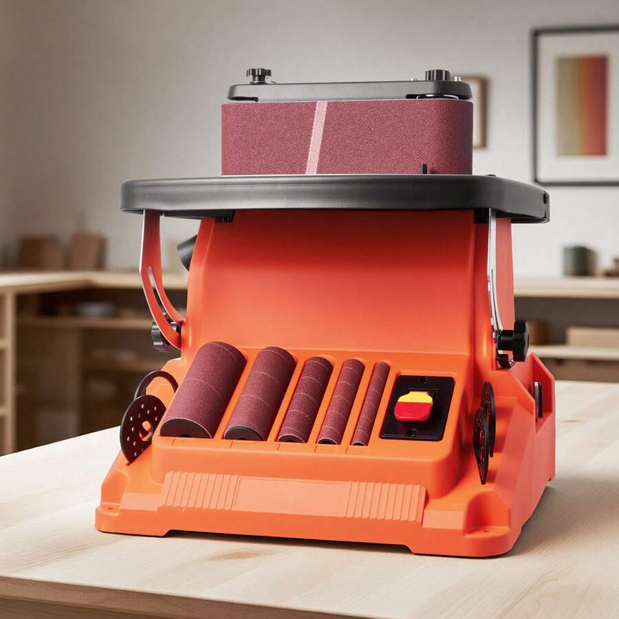Oscillating Belt And Spindle Sander, 2400RPM Benchtop Spindle Sander With 5/8" Stroke, 5 Sleeves (1/2" - 2") & 24" X 3.86" Sanding Belt For Woodworking, Furniture Finishing, DIY Projects - 2400RPM 45° 18.5*16.5inch - View 1